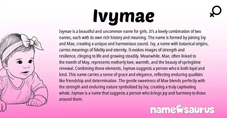 Infographic about Ivymae name meaning, Ivymae is a name from English origin(s).