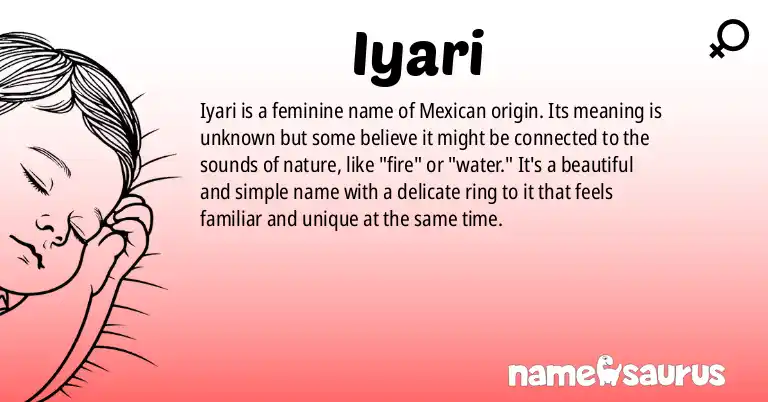 Infographic about Iyari name meaning, Iyari is a name from Mexican origin(s).
