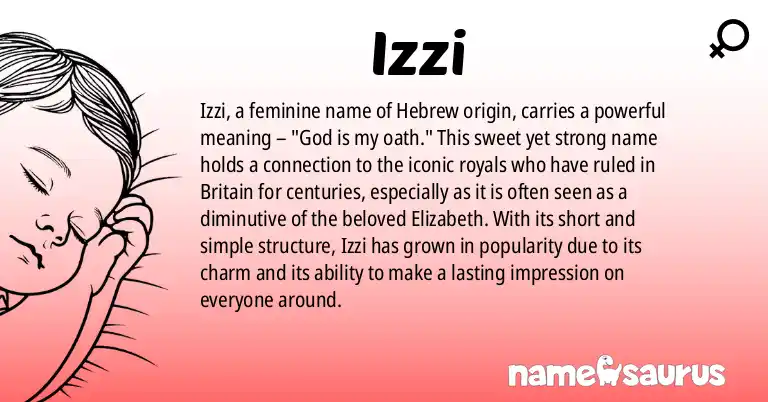 Infographic about Izzi name meaning, Izzi is a name from Hebrew origin(s).