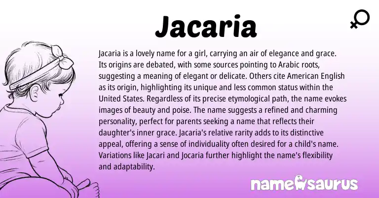 Infographic about Jacaria name meaning, Jacaria is a name from Arabic origin(s).
