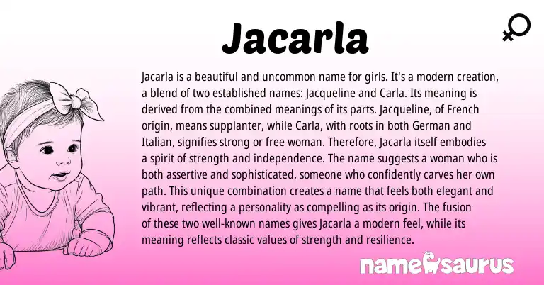 Infographic about Jacarla name meaning, Jacarla is a name from Other origin(s).