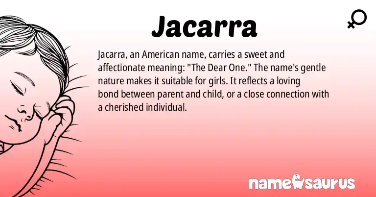 Infographic about Jacarra name meaning, Jacarra is a name from American origin(s).