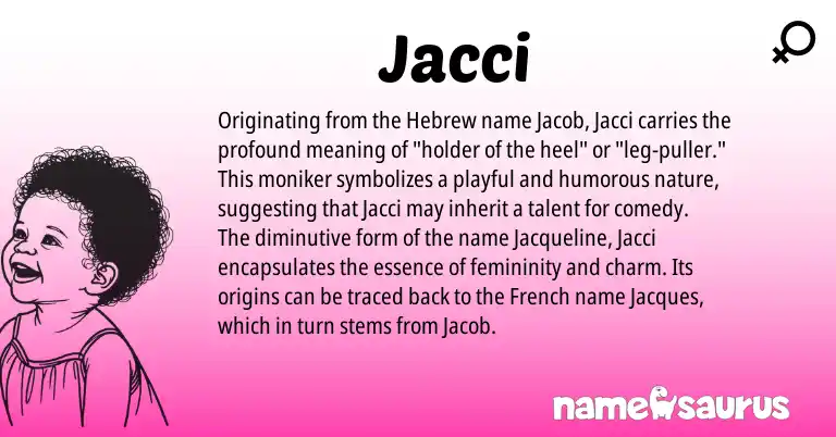Infographic about Jacci name meaning, Jacci is a name from French, Hebrew origin(s).