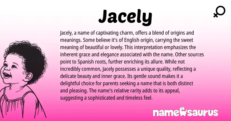 Infographic about Jacely name meaning, Jacely is a name from Somali, English origin(s).