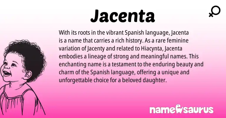 Infographic about Jacenta name meaning, Jacenta is a name from Spanish origin(s).