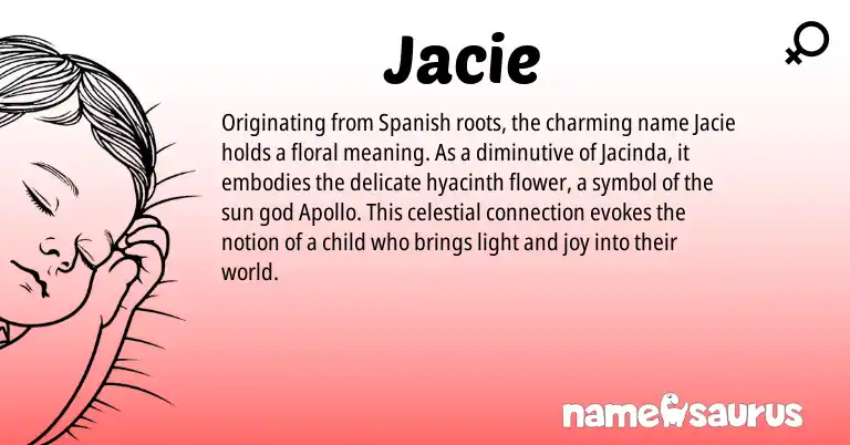 Infographic about Jacie name meaning, Jacie is a name from Spanish origin(s).