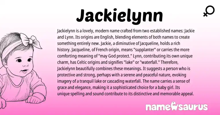 Infographic about Jackielynn name meaning, Jackielynn is a name from English origin(s).