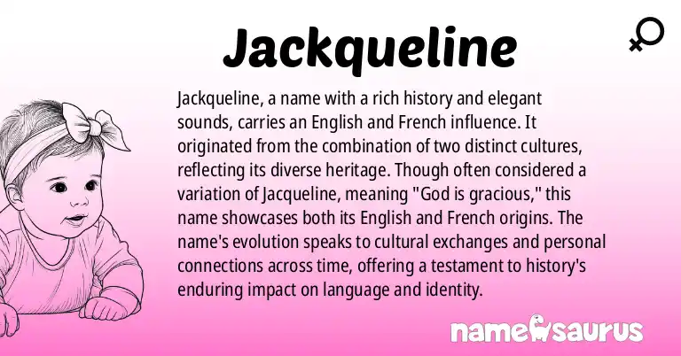Infographic about Jackqueline name meaning, Jackqueline is a name from English, French origin(s).