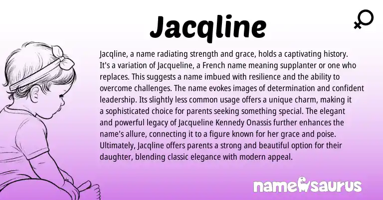 Infographic about Jacqline name meaning, Jacqline is a name from French, English origin(s).