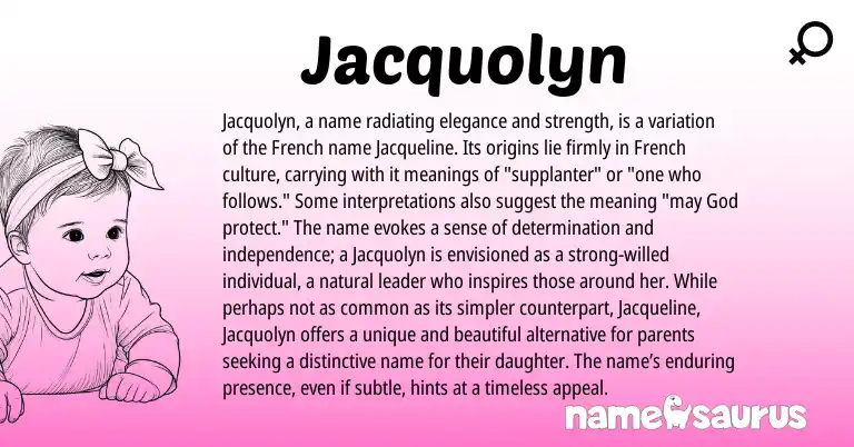 Infographic about Jacquolyn name meaning, Jacquolyn is a name from French origin(s).