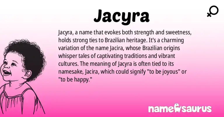 Infographic about Jacyra name meaning, Jacyra is a name from Brazilian origin(s).