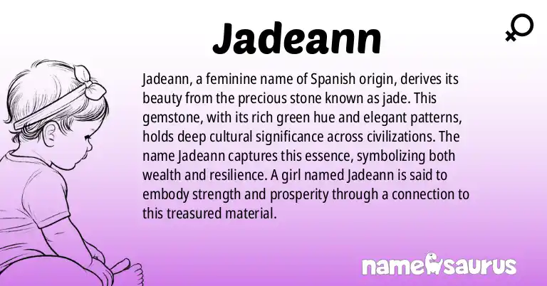 Infographic about Jadeann name meaning, Jadeann is a name from Spanish origin(s).