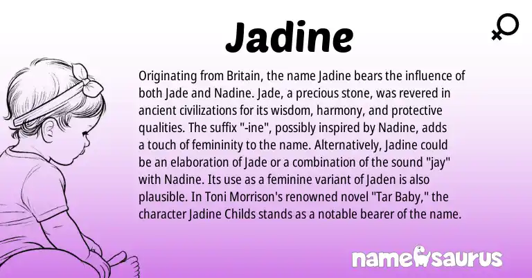 Infographic about Jadine name meaning, Jadine is a name from British origin(s).