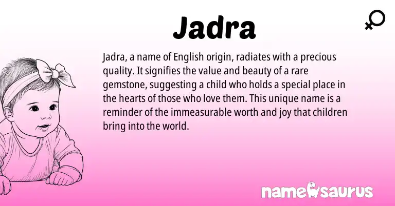 Infographic about Jadra name meaning, Jadra is a name from English origin(s).