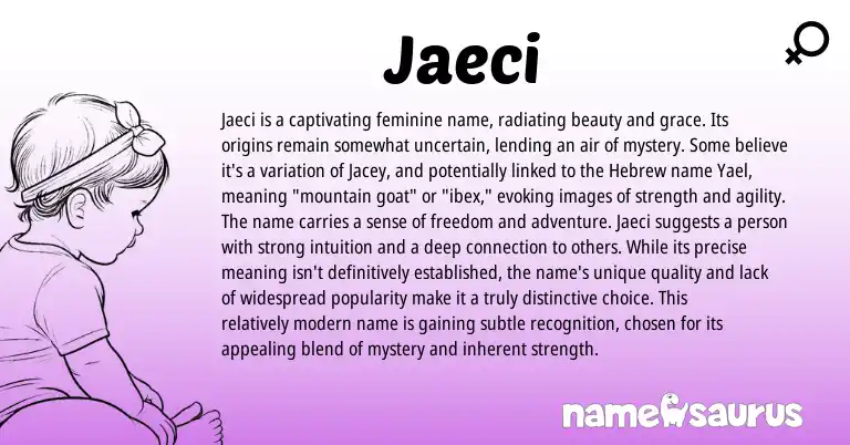 Infographic about Jaeci name meaning, Jaeci is a name from Other origin(s).