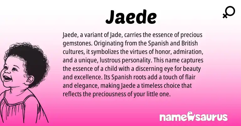 Infographic about Jaede name meaning, Jaede is a name from Spanish, British origin(s).