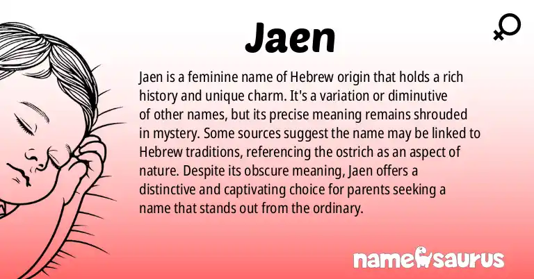 Infographic about Jaen name meaning, Jaen is a name from Hebrew origin(s).