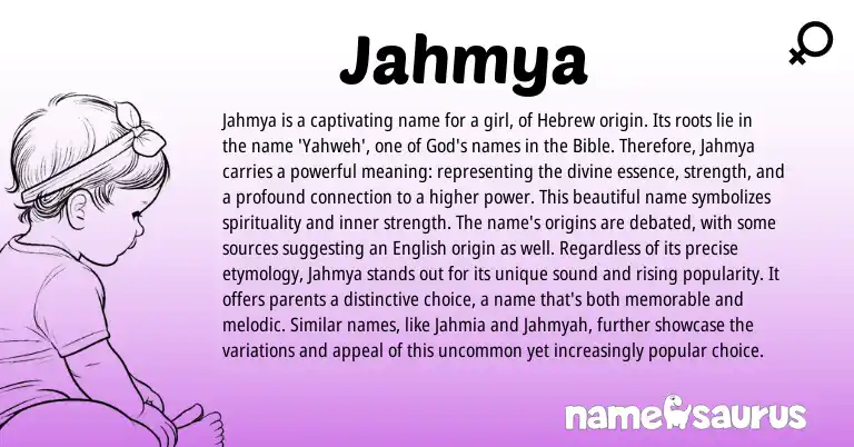 Infographic about Jahmya name meaning, Jahmya is a name from Hebrew, Biblical origin(s).