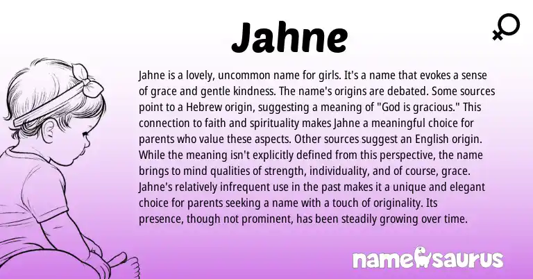 Infographic about Jahne name meaning, Jahne is a name from Hebrew, American origin(s).