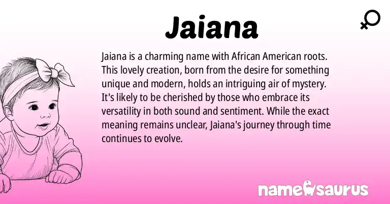 Infographic about Jaiana name meaning, Jaiana is a name from African American, American - Created Name origin(s).