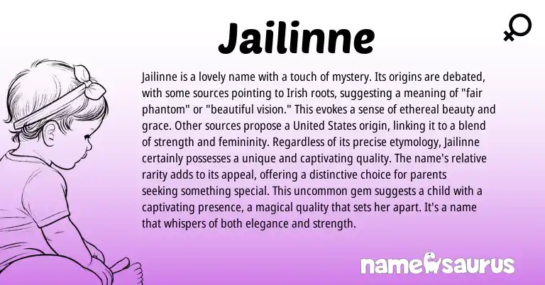 Infographic about Jailinne name meaning, Jailinne is a name from Irish origin(s).