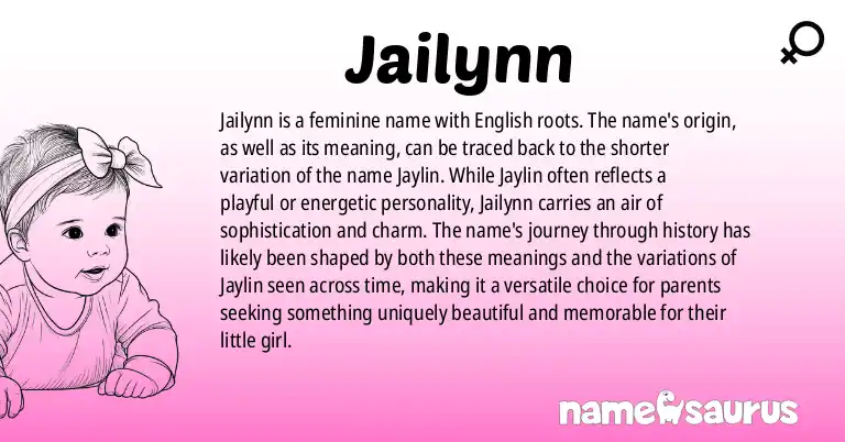 Infographic about Jailynn name meaning, Jailynn is a name from English origin(s).