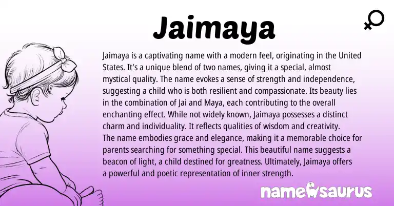 Infographic about Jaimaya name meaning, Jaimaya is a name from Other origin(s).