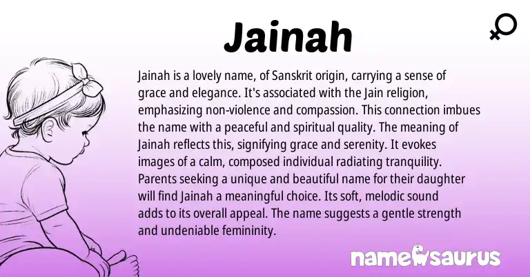 Infographic about Jainah name meaning, Jainah is a name from Arabic origin(s).