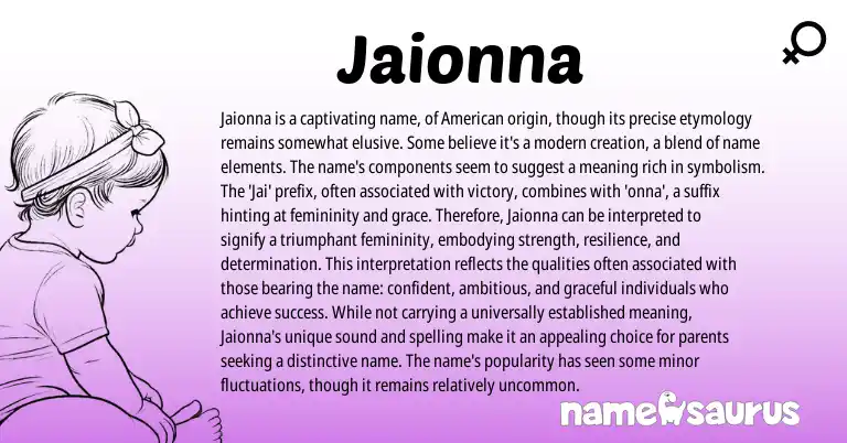 Infographic about Jaionna name meaning, Jaionna is a name from American origin(s).