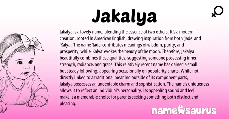 Infographic about Jakalya name meaning, Jakalya is a name from Other origin(s).