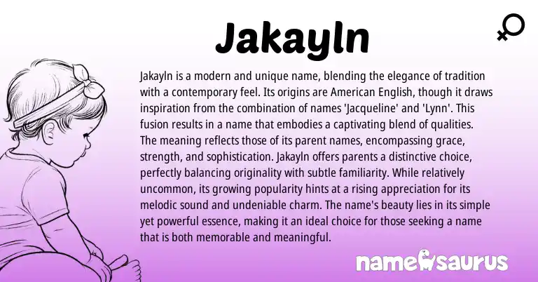 Infographic about Jakayln name meaning, Jakayln is a name from American, African origin(s).