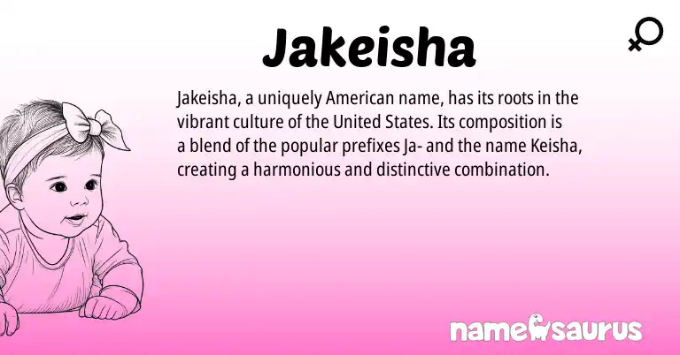 Infographic about Jakeisha name meaning, Jakeisha is a name from American, United States origin(s).