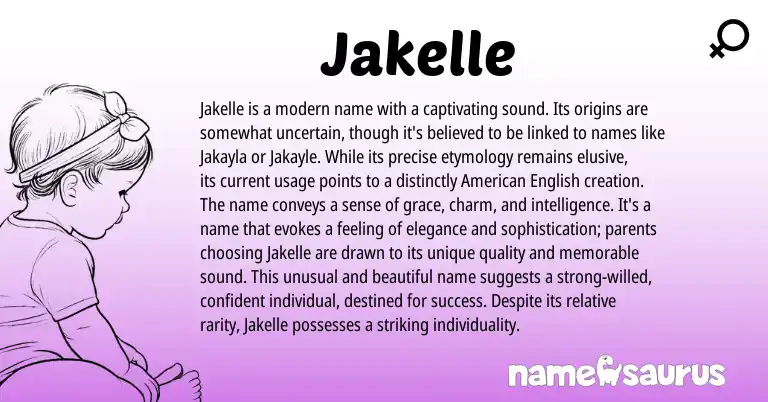 Infographic about Jakelle name meaning, Jakelle is a name from Hebrew, English origin(s).