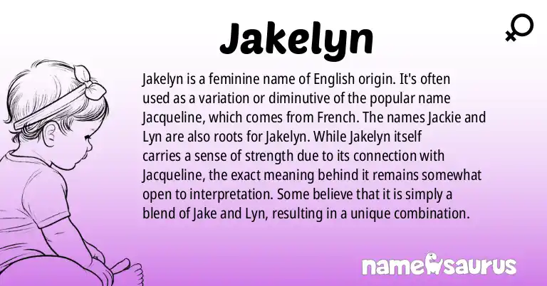 Infographic about Jakelyn name meaning, Jakelyn is a name from English origin(s).
