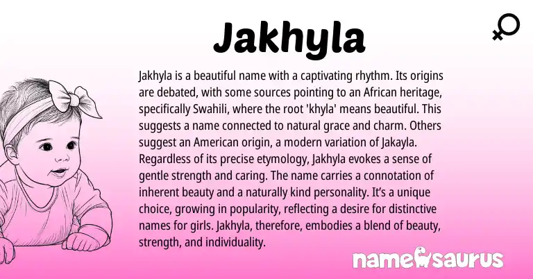 Infographic about Jakhyla name meaning, Jakhyla is a name from African, Swahili origin(s).