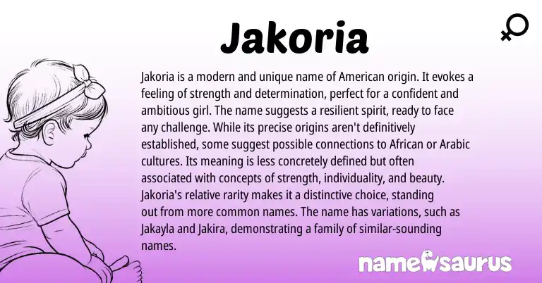 Infographic about Jakoria name meaning, Jakoria is a name from American origin(s).