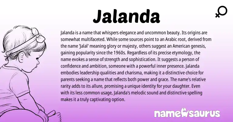 Infographic about Jalanda name meaning, Jalanda is a name from Arabic origin(s).