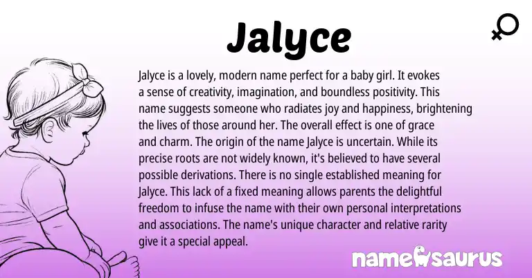 Infographic about Jalyce name meaning, Jalyce is a name from Other origin(s).