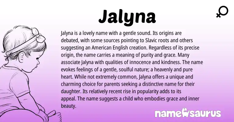 Infographic about Jalyna name meaning, Jalyna is a name from Slavic origin(s).