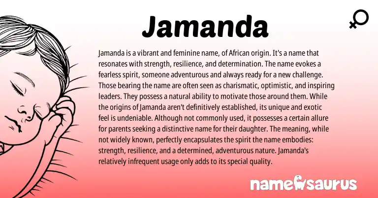 Infographic about Jamanda name meaning, Jamanda is a name from African, American origin(s).