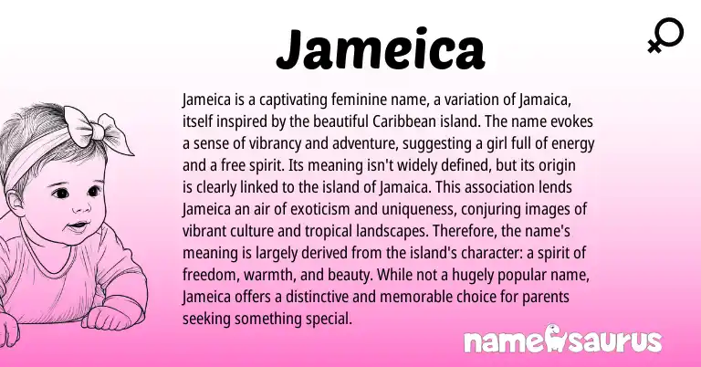 Infographic about Jameica name meaning, Jameica is a name from American origin(s).
