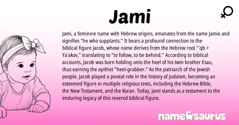 Infographic about Jami name meaning, Jami is a name from Judaism, Jewish, Hebrew origin(s).