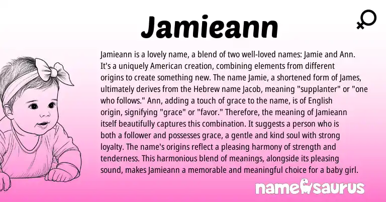 Infographic about Jamieann name meaning, Jamieann is a name from Hebrew, English origin(s).