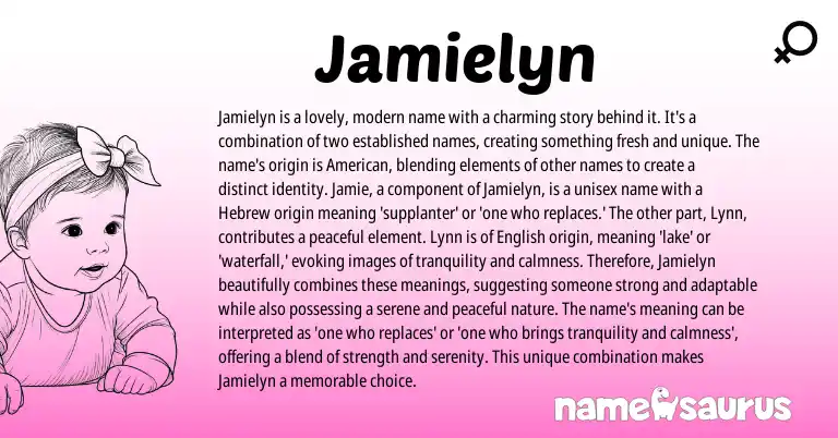 Infographic about Jamielyn name meaning, Jamielyn is a name from English origin(s).