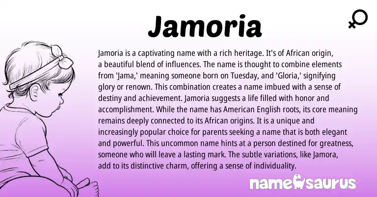Infographic about Jamoria name meaning, Jamoria is a name from African origin(s).