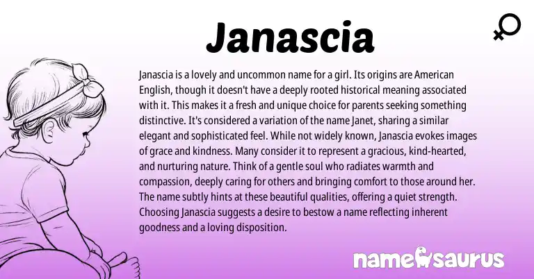 Infographic about Janascia name meaning, Janascia is a name from American origin(s).