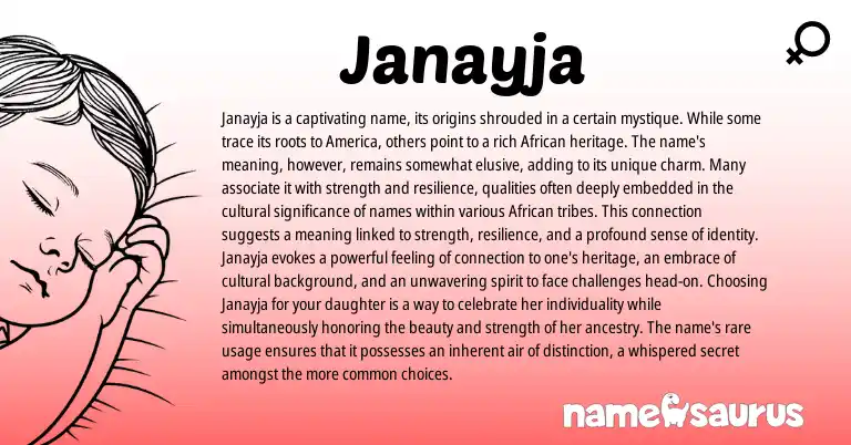 Infographic about Janayja name meaning, Janayja is a name from African origin(s).
