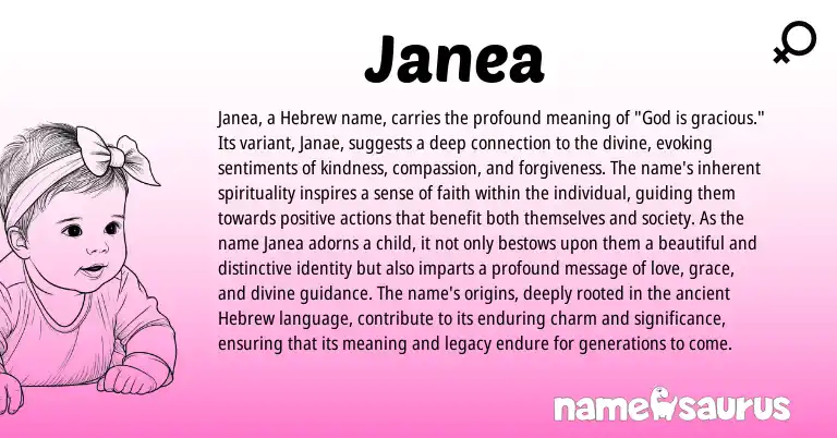 Infographic about Janea name meaning, Janea is a name from Hebrew origin(s).