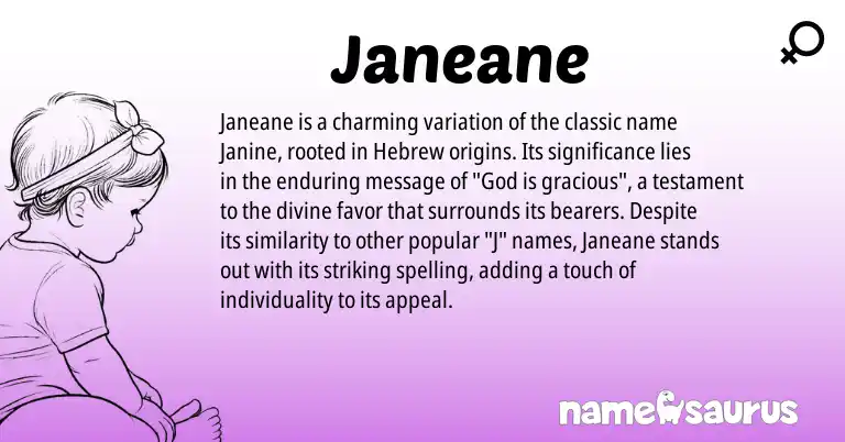 Infographic about Janeane name meaning, Janeane is a name from Hebrew origin(s).