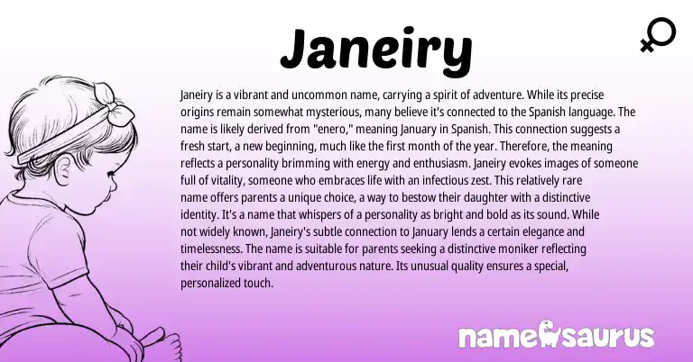 Infographic about Janeiry name meaning, Janeiry is a name from Spanish origin(s).